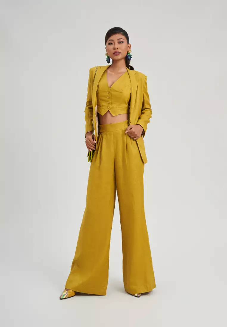 YELLOW LINEN CULOTTES