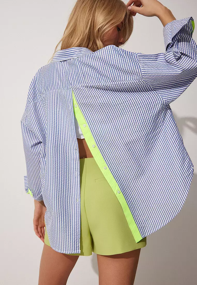 Stripe Back Button Shirt