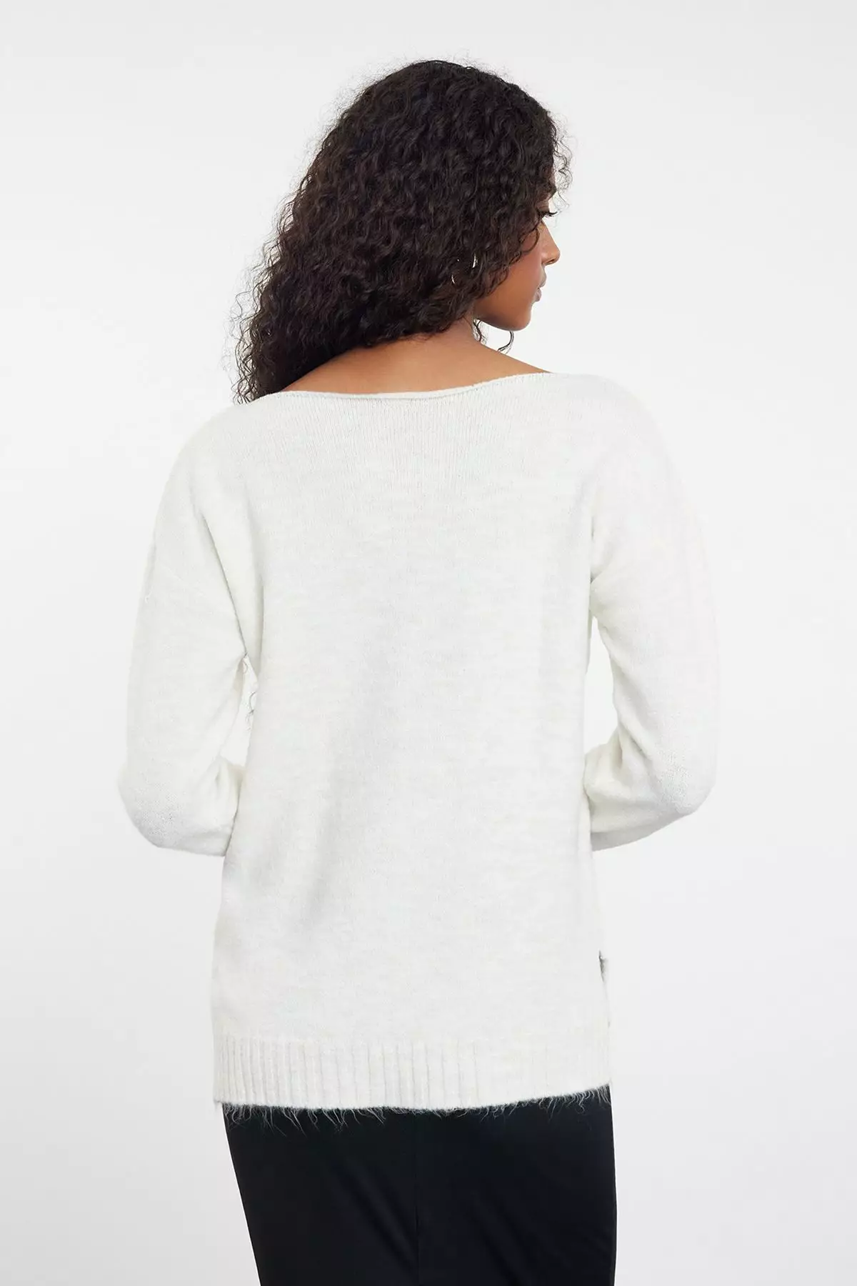 Boat Neck Slit Jumper