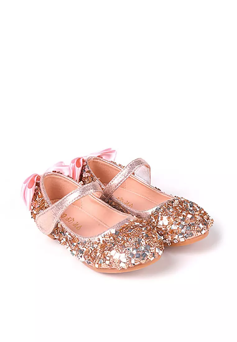 Gold sequin ballet flats on sale
