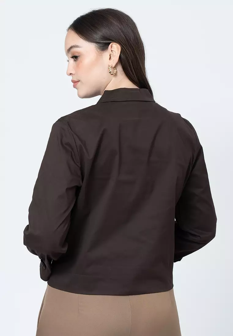 Aislinn Boxy Jacket with Front Pockets and Zip Up Opening