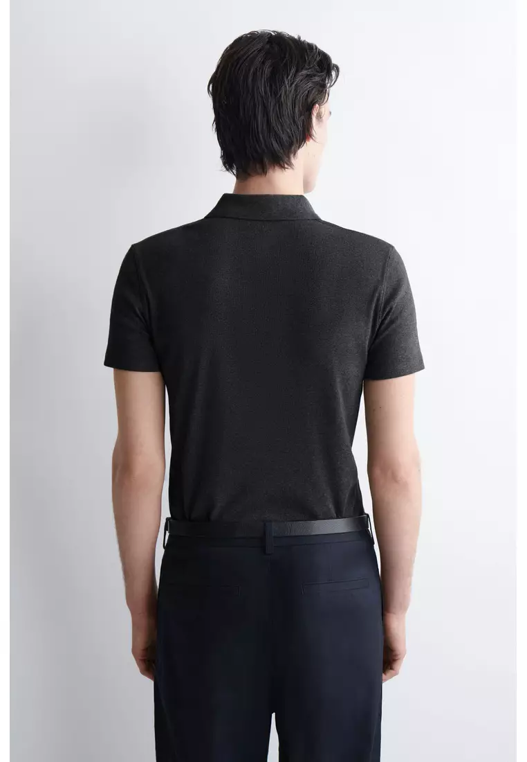 SLIM RIBBED COTTON POLO SHIRT