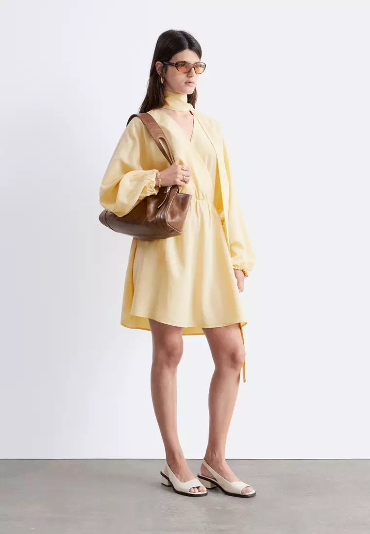 Scarf-Detail Wrap Mini Dress