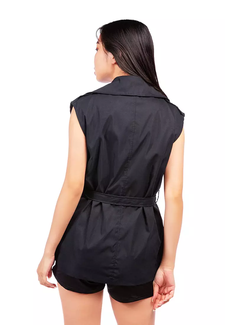 Mantel Parit Tanda Pangkat Hitam Pendek