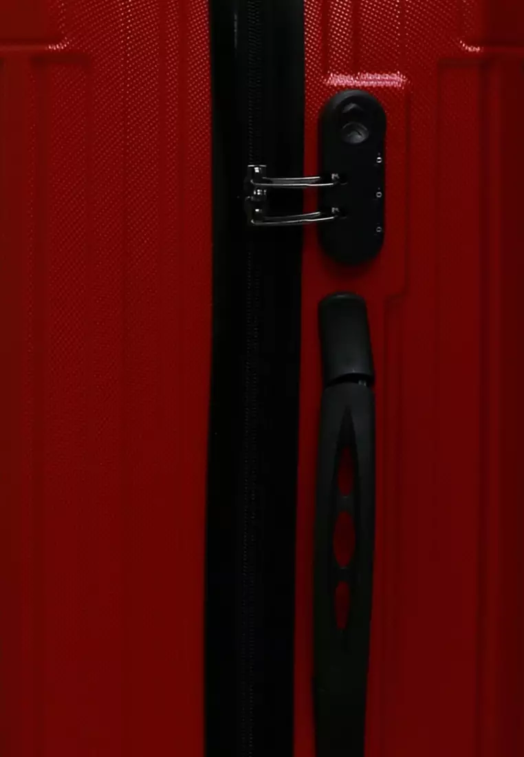 Isvara Tas Koper Hardcase Unisex One Set Suitcase Number Code Combination Lock Large Compartment Material ABS+PVC Coated ORIGINAL - Maroon