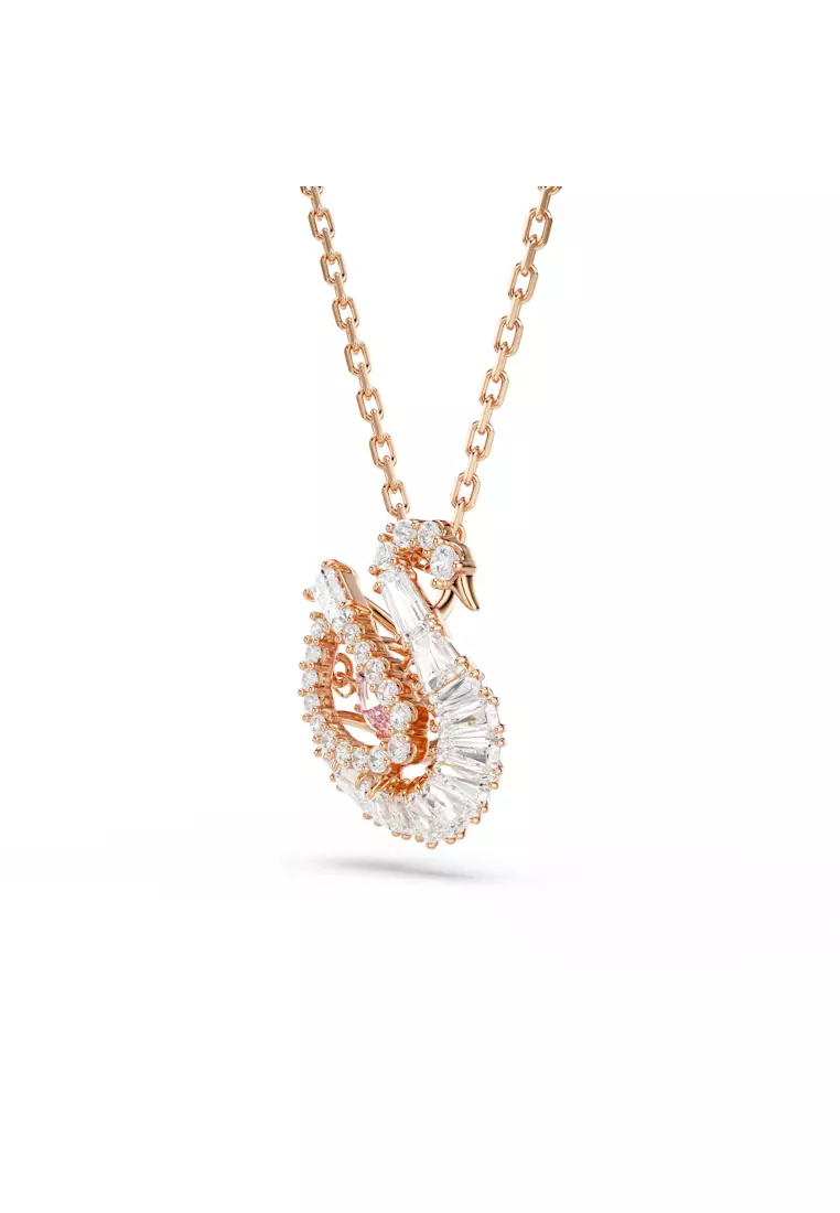 Swan pendant, Mixed cuts, Swan, Pink