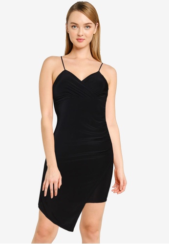 MISSGUIDED black Slinky Strappy Wrap Cami Mini Dress 23095AA3CEDE5CGS_1