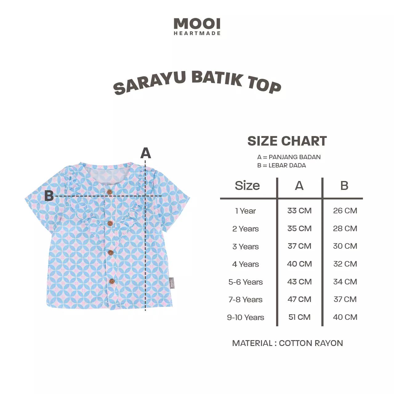 Mooi Atasan Batik Anak Perempuan Sarayu Batik Top - Red Ruby