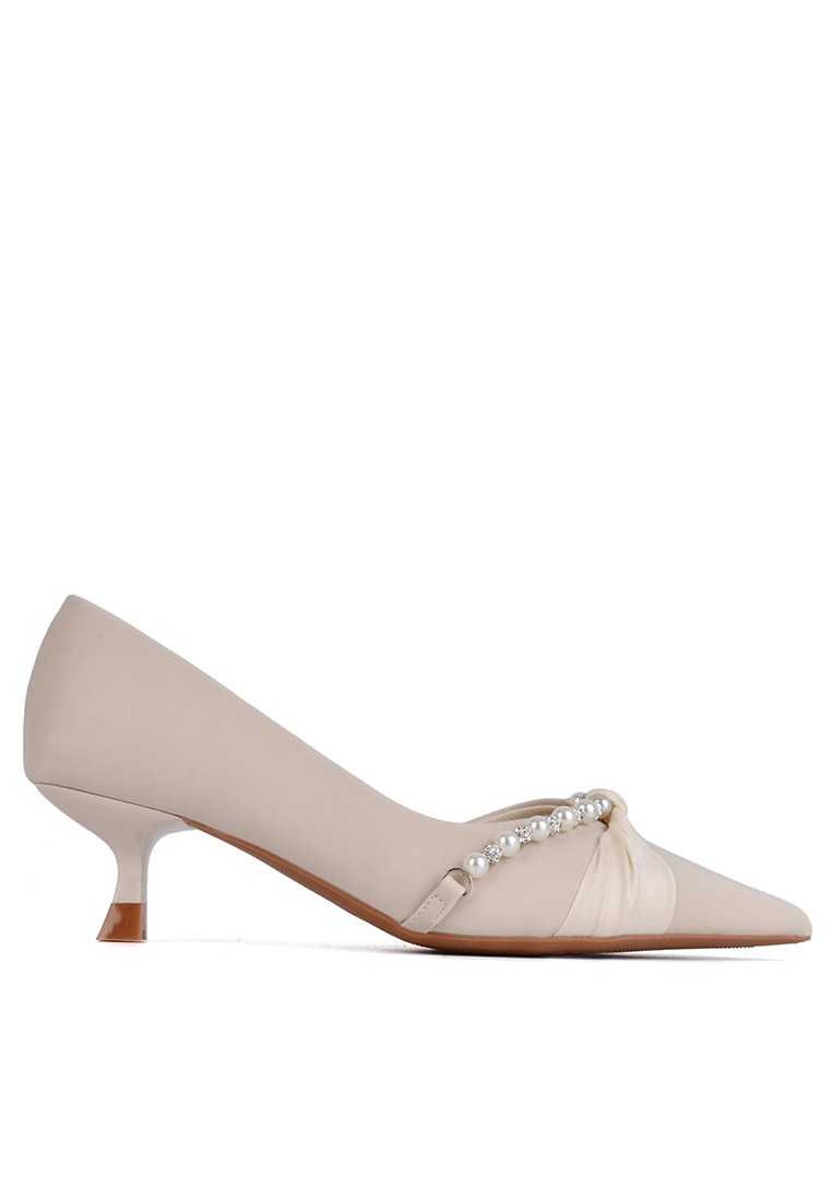5CM Pearl Chain Pointy Satin Pumps XJ339-32