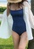ZITIQUE blue Women's Retro Dot Pattern One-piece Swimsuit - Blue 28DBFUS011408CGS_3