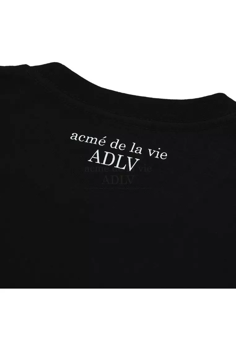 Mini Baby Face Cat Earplug Short Sleeve T-Shirt Black