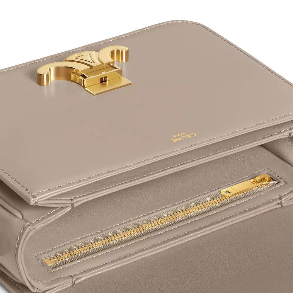 [7.7 SALEBRATION] Teen Triomphe Bag in Shiny Calfskin Modern Taupe Ghw