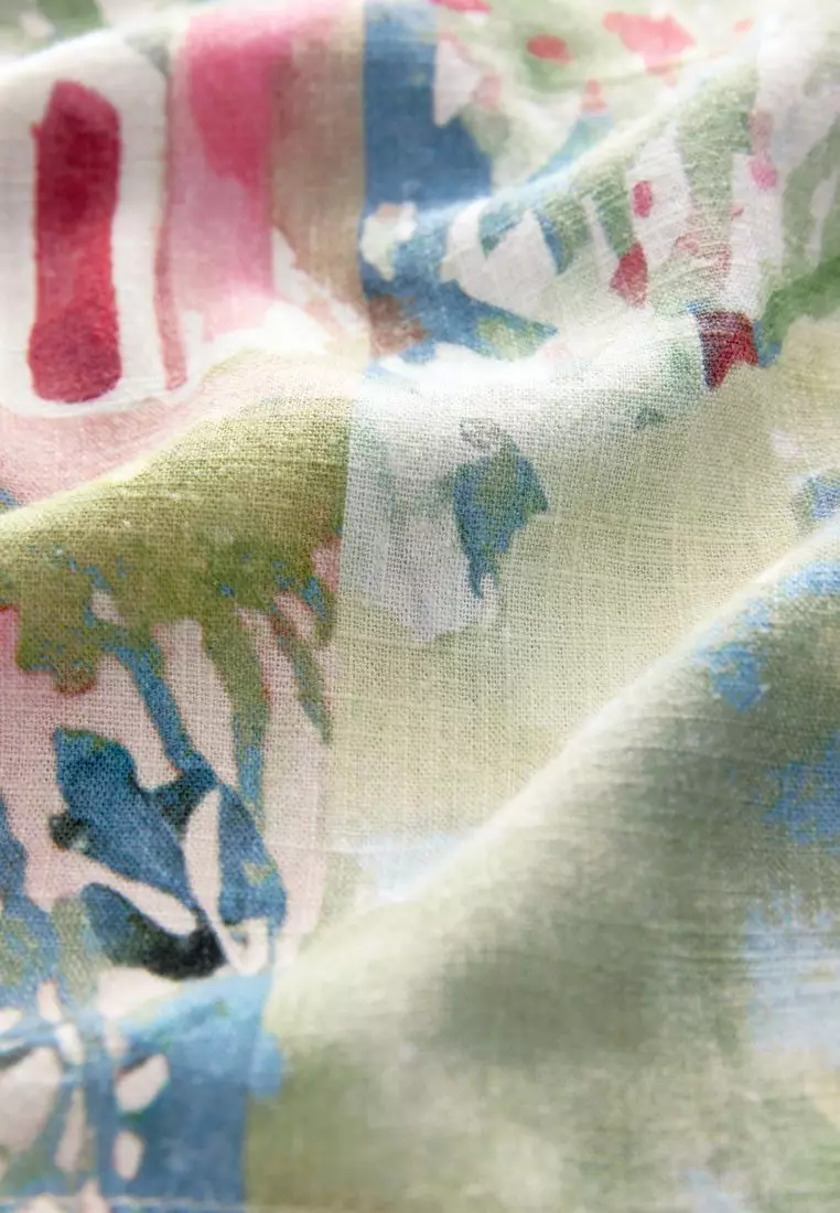 Linen Scoop Back Mini Shift Dress