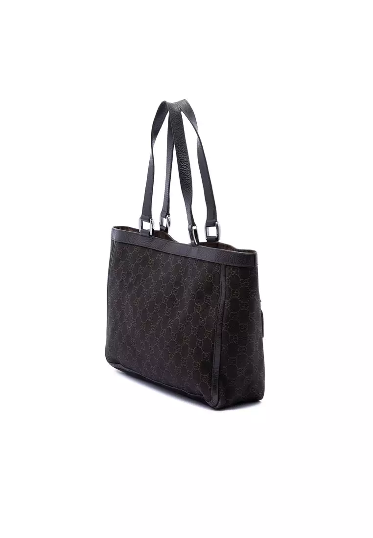 Pre-Loved Gucci Gg Denim Abbey D Ring Pocket Tote