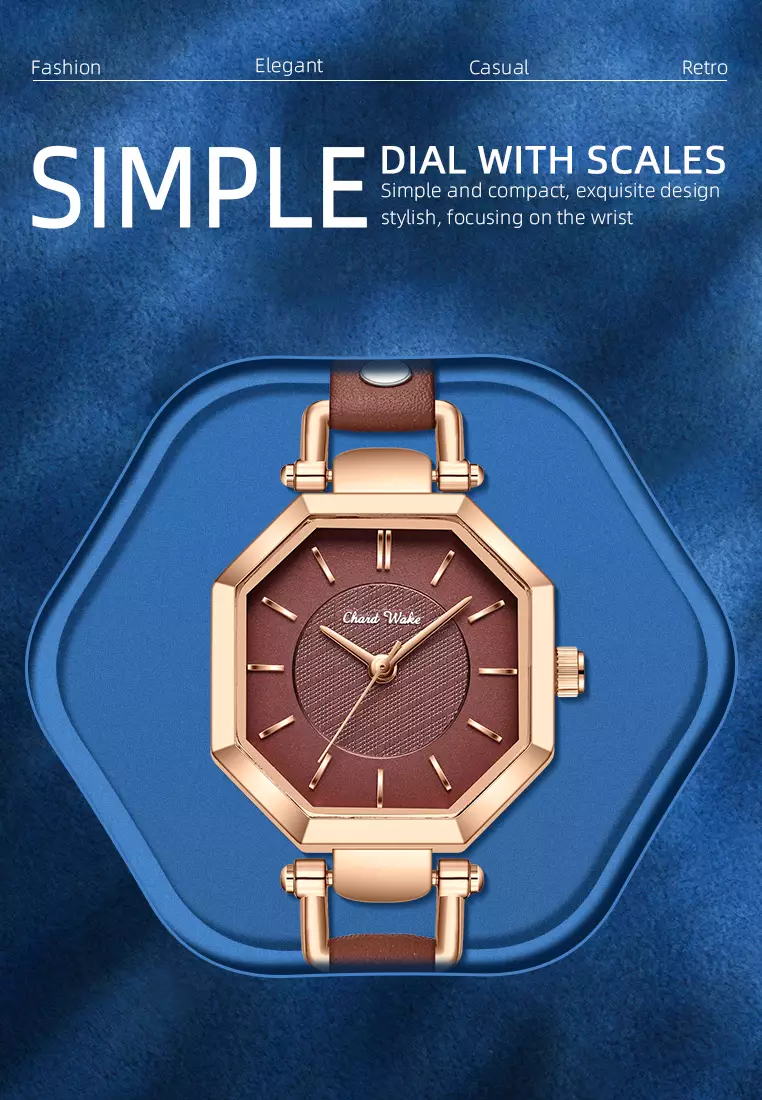 Jam Tangan Wanita Korea Anti Air Original Kuarsa Wanita Tali Kulit Jam Tangan Cewek Kotak Indah brown