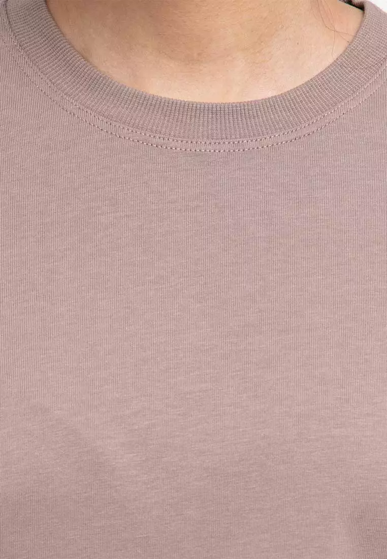 Forest Ladies Premium 100% Cotton Heavy Weight Boxy Cut Crew Neck T Shirt Women | Oversized T Shirt Perempuan - 822323-13Khaki
