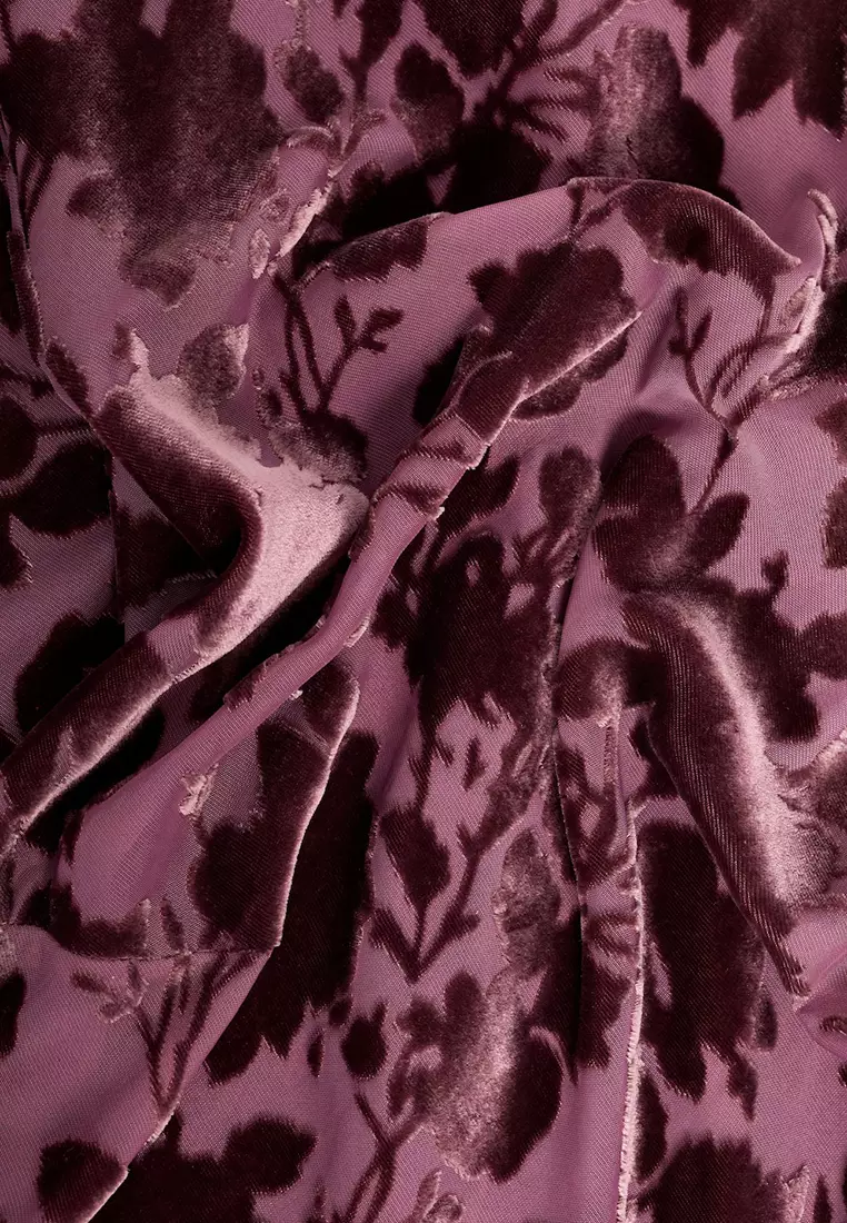 Floral Jacquard Dress With Bell Sleeves