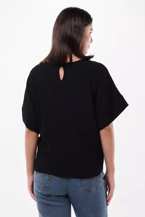 Minimal Bambi Batwing Crop Top - Black
