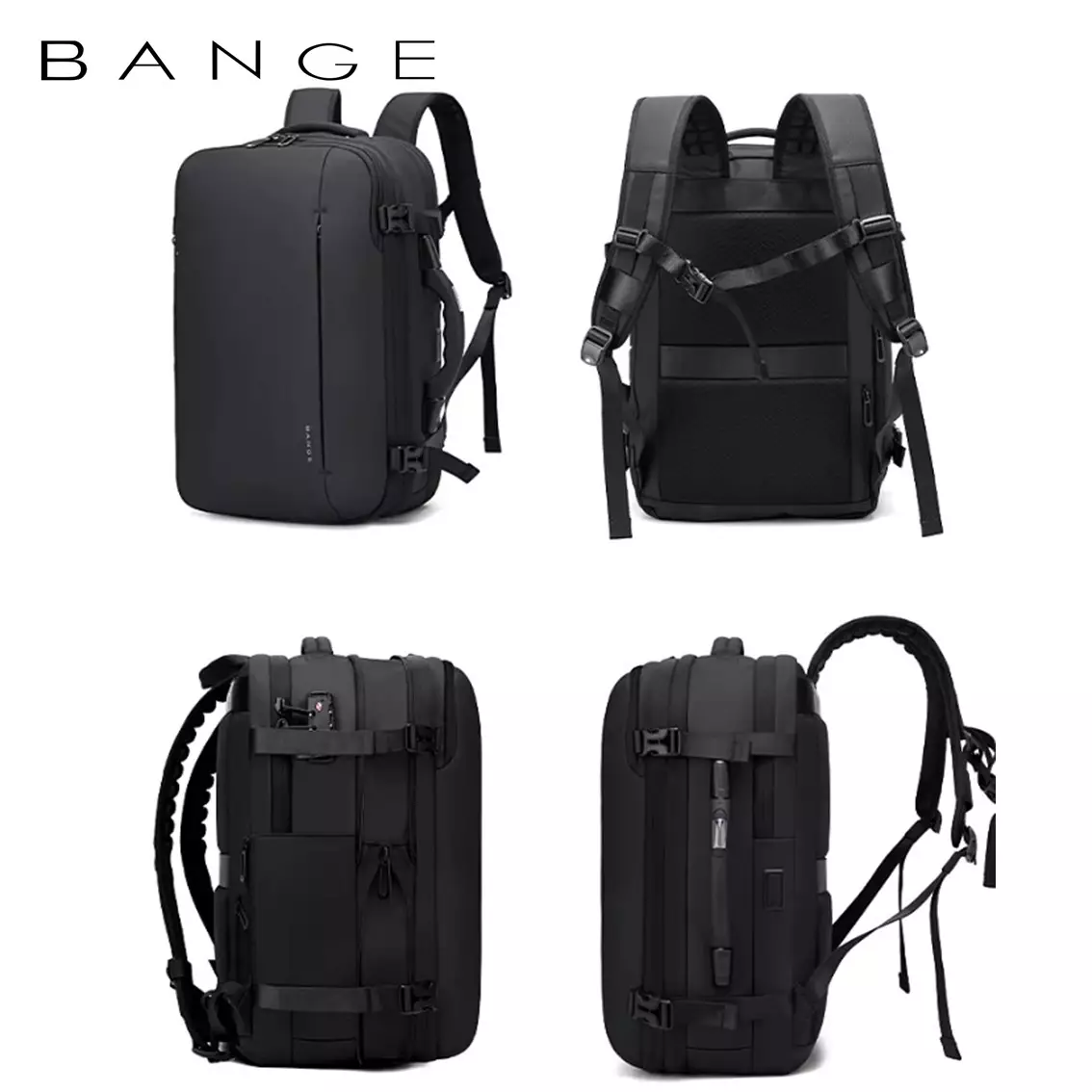 Tas Backpack Ransel Laptop Pria Travel USB TSA Lock weight handle vacuum Expandable Bange BG1909-8