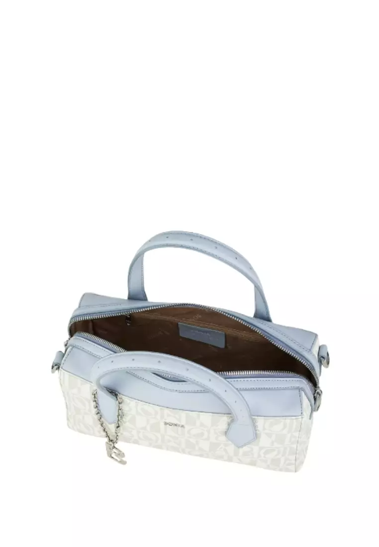 Bonia White/Light Blue Simona Monogram Crossbody Bag