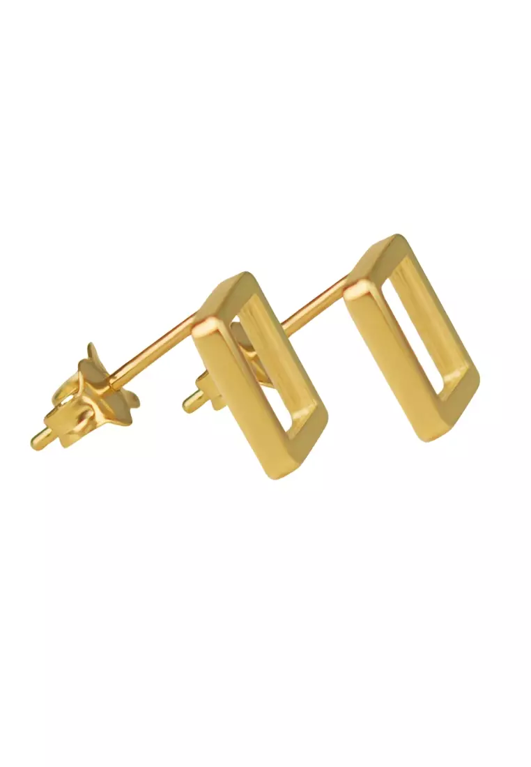 Square Frame Studs Earrings 18k Gold