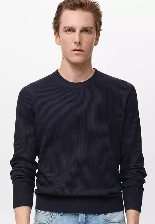Fine Rib-Knit Cotton Sweater