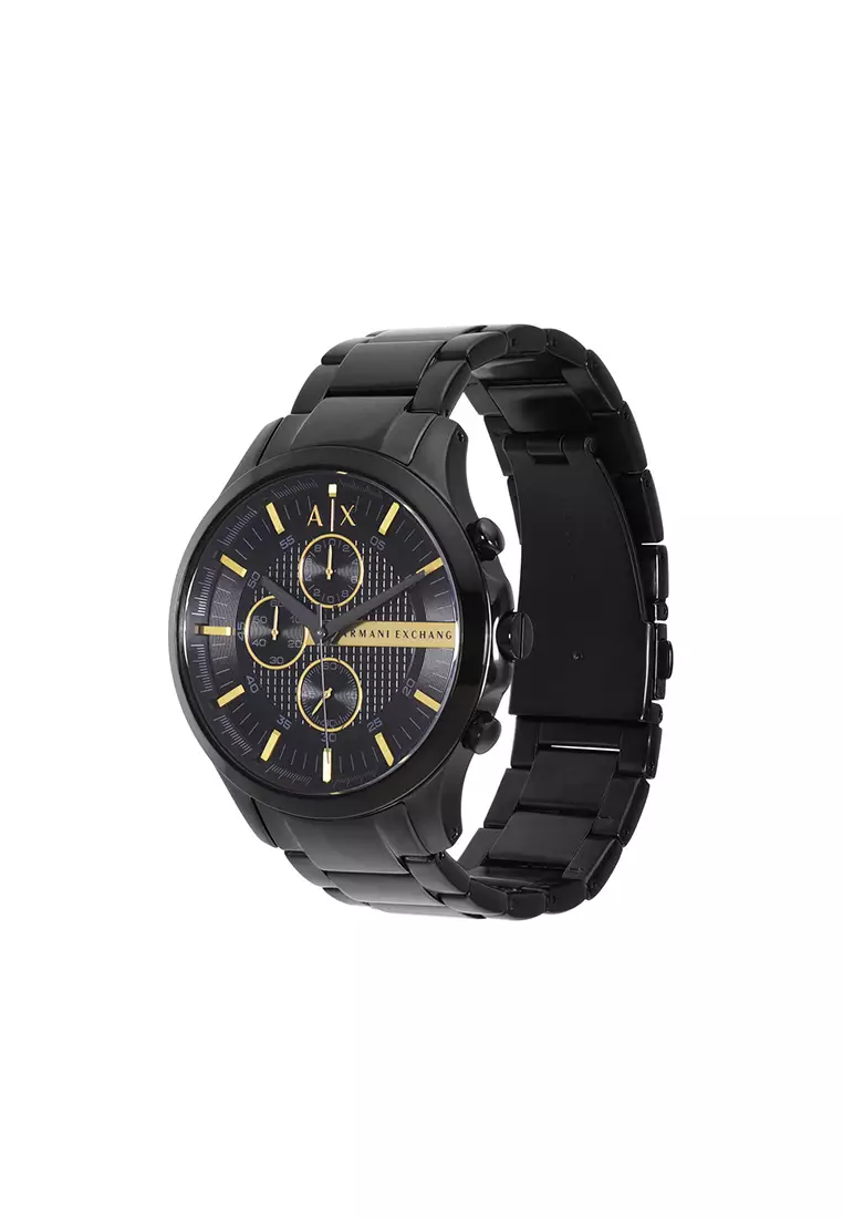 Hampton Black Stainless Steel Watch AX2164