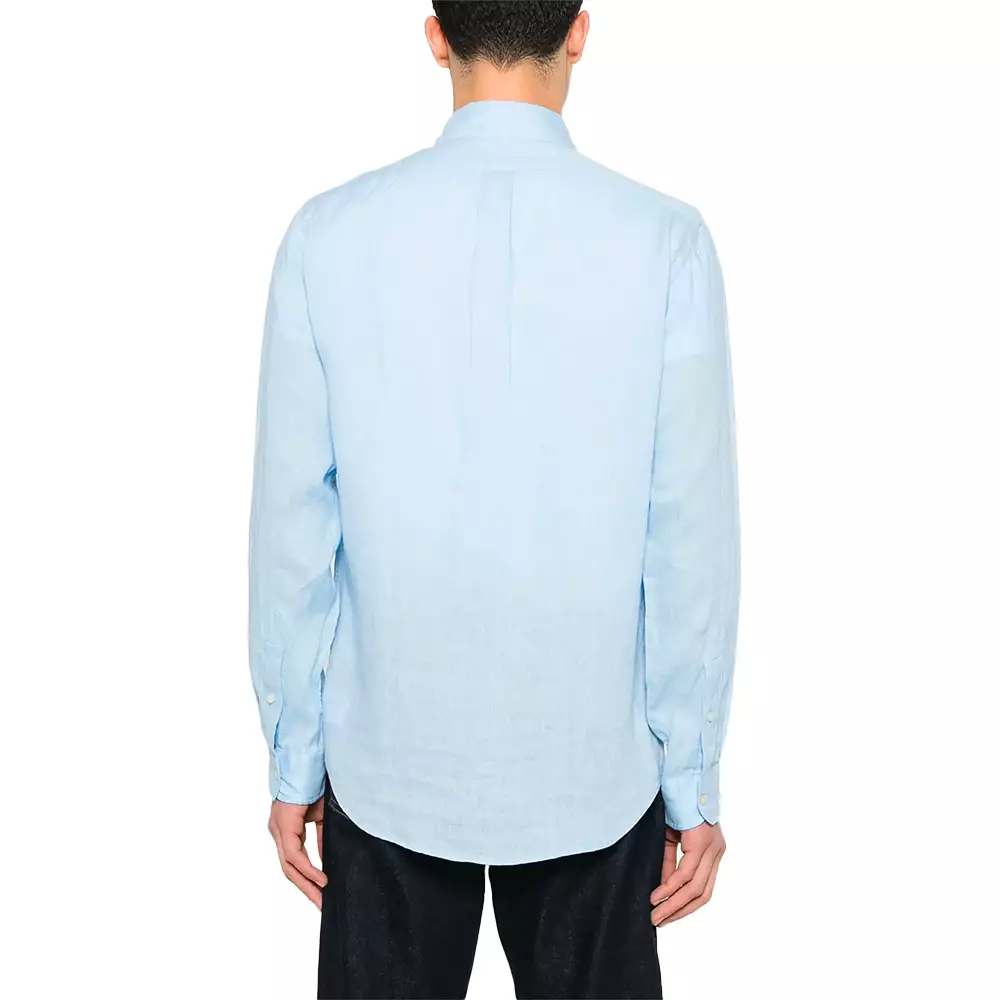 Linen Long Sleeves Shirt Office Blue