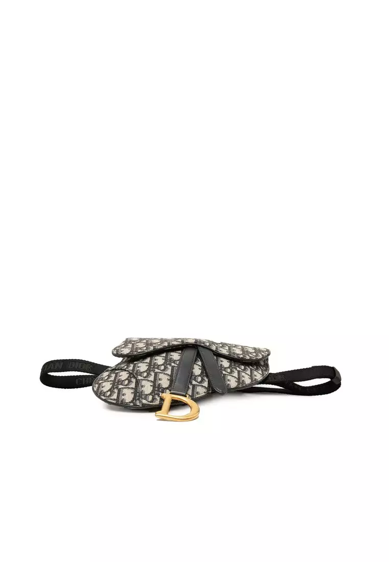 Pre-Loved Dior Mini Oblique Canvas Saddle Belt Pouch