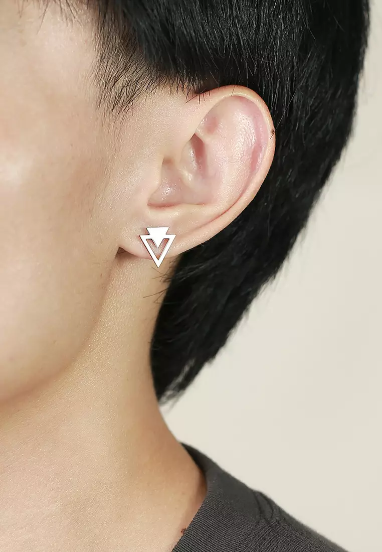 Unisex Stainless Steel Double Triangle Earrings JW QX-352