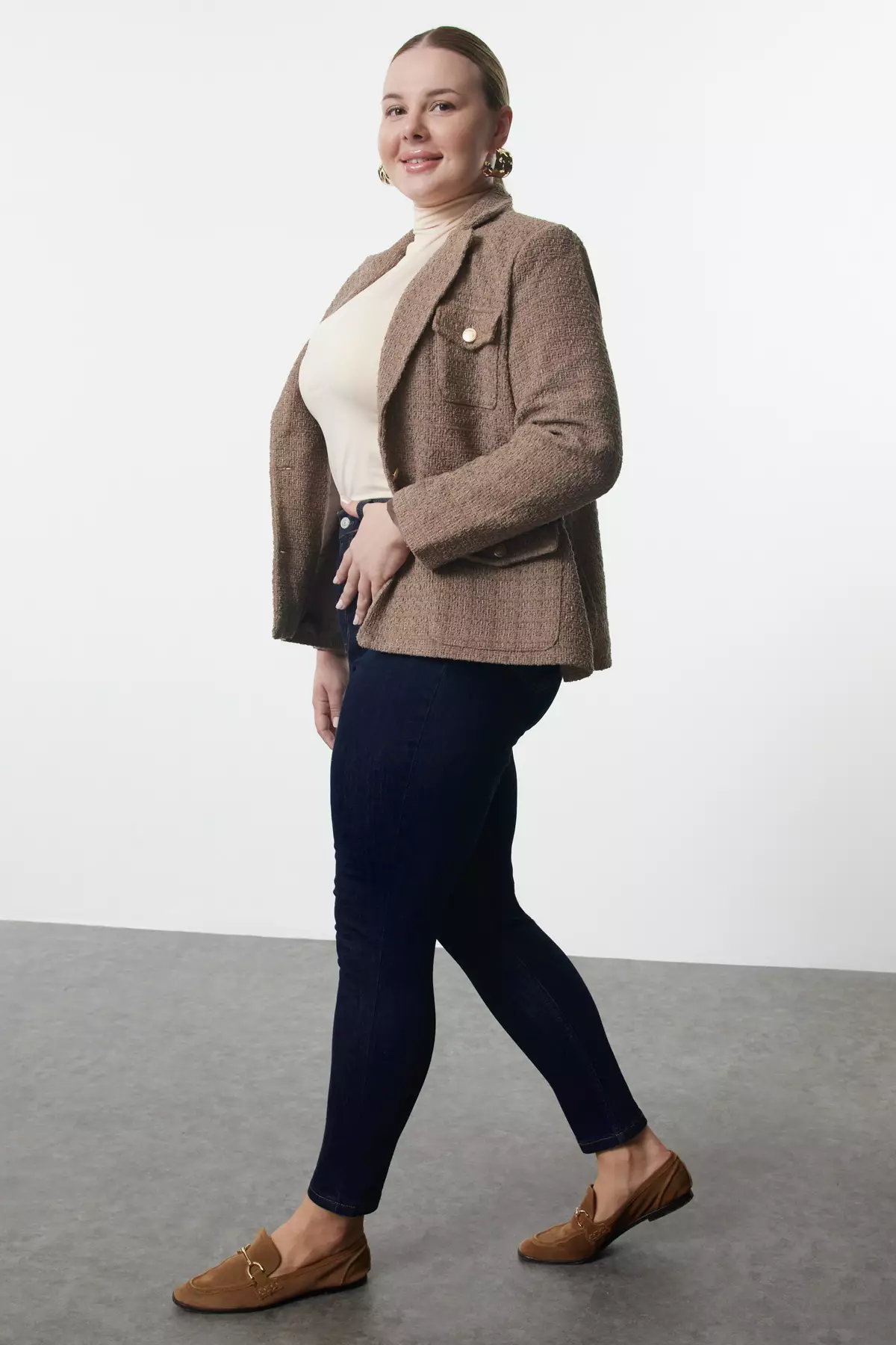 Dark Blue High Waist Plus Size Skinny Jeans
