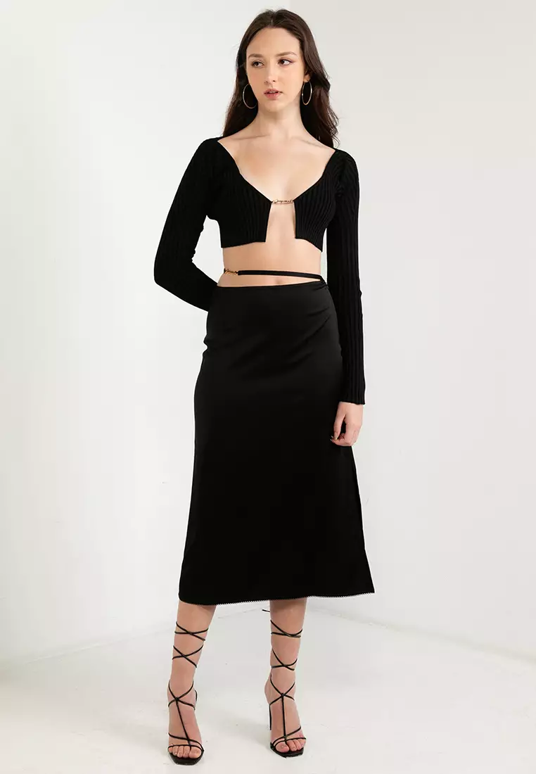 【23AW NEW】JACQUEMUS_woman / La Jupe Notte スカート / Black JACQUEMUS: Black Le Papier 'La Jupe Notte' Midi Skirt | SSENSE