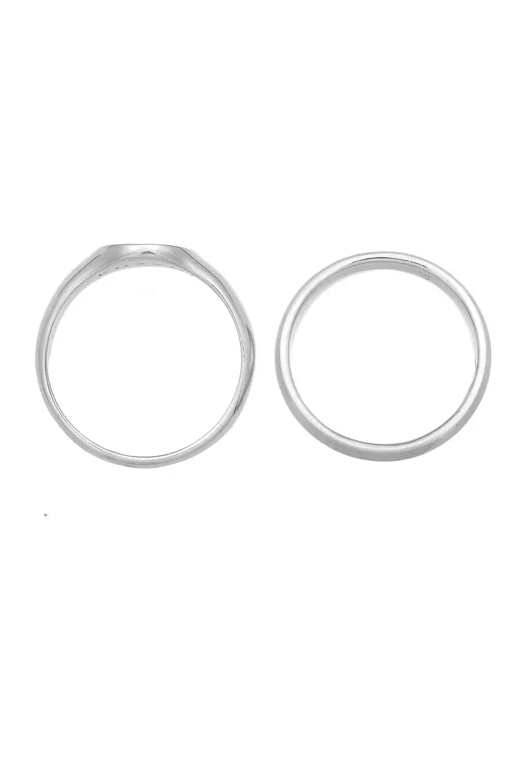 Ring Men Signet Band Set Basic Minimal Trend in 925 Sterling Silver