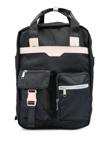 BAGSTATION black Colour Block Top Handle Backpack 69B75AC49C3266GS_1