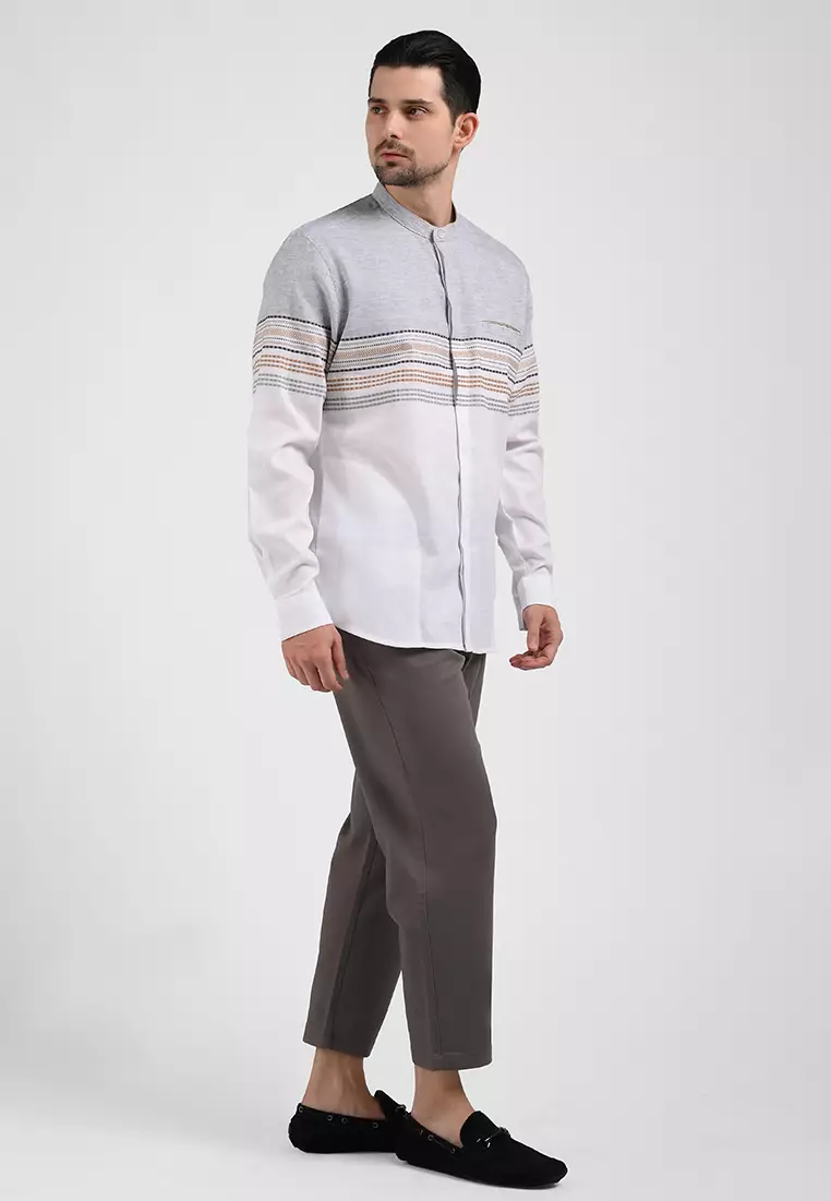 MOC Kemeja Koko Lengan Panjang Pria SHULAIMAN-WHITE