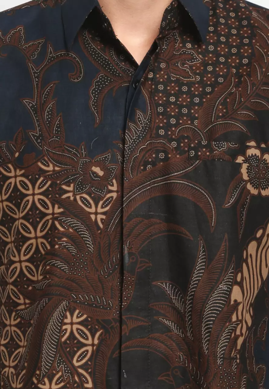 Kemeja Batik Pria Premium Slimfit Elegant Modern Lengan Panjang Kamajaya Navy