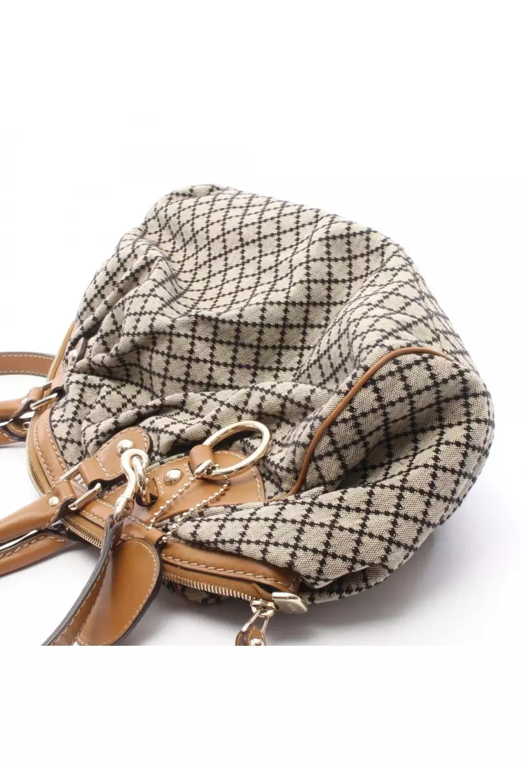 Gucci Pre-Loved Gucci Sukey 2WAY Handbag canvas leather beige Navy