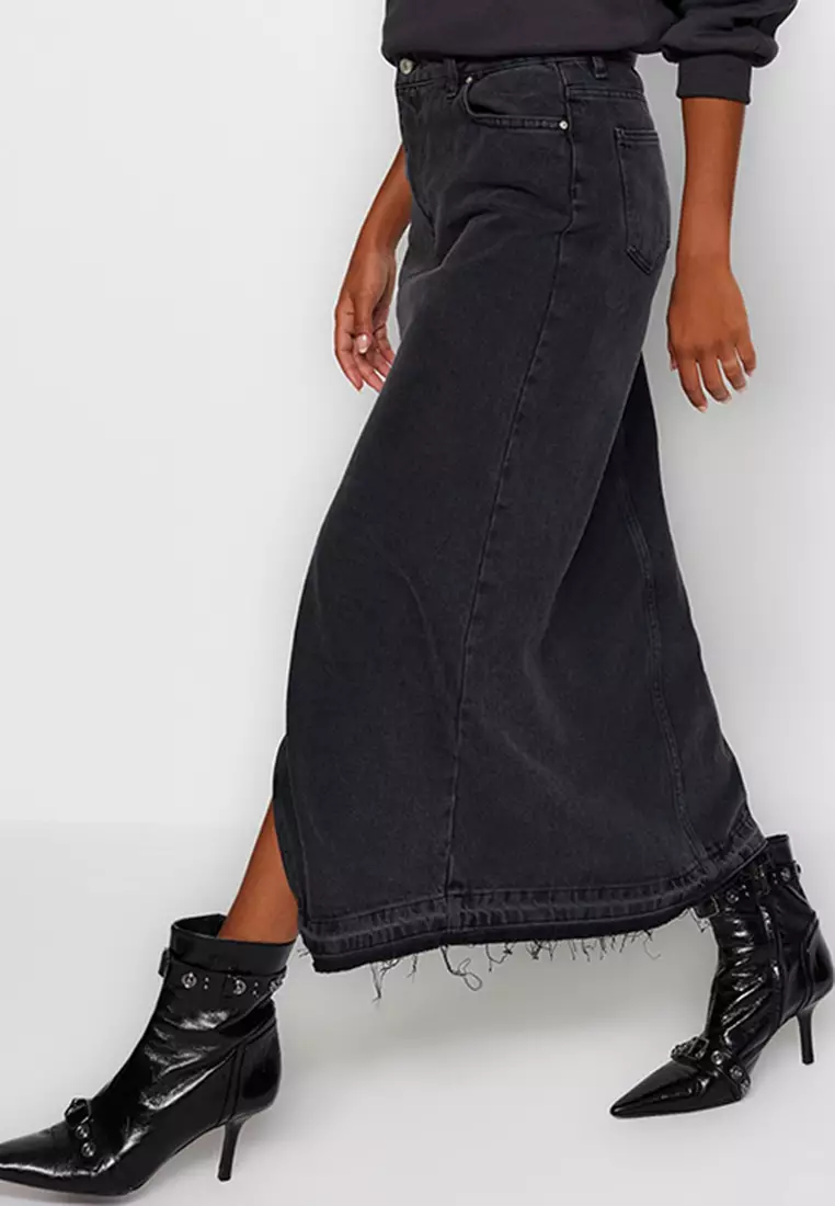 Buy Trendyol Maxi Denim Skirt with Slit Detail 2025 Online