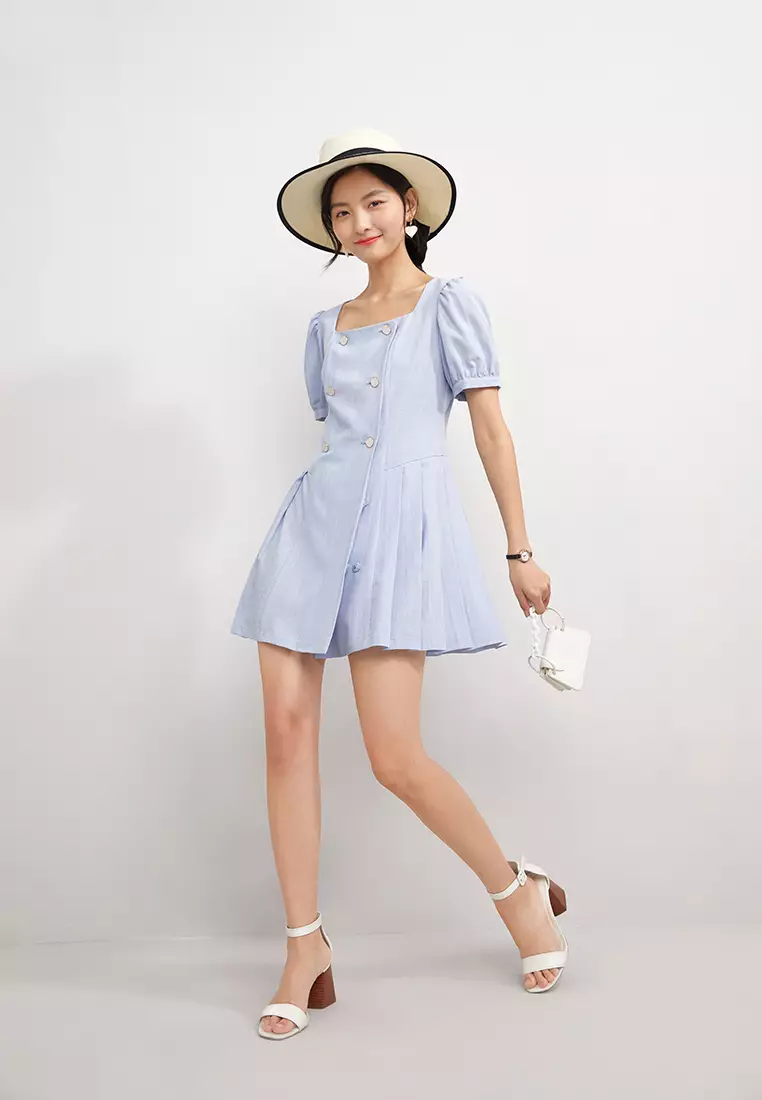 Irregular Pleat Mini Dress