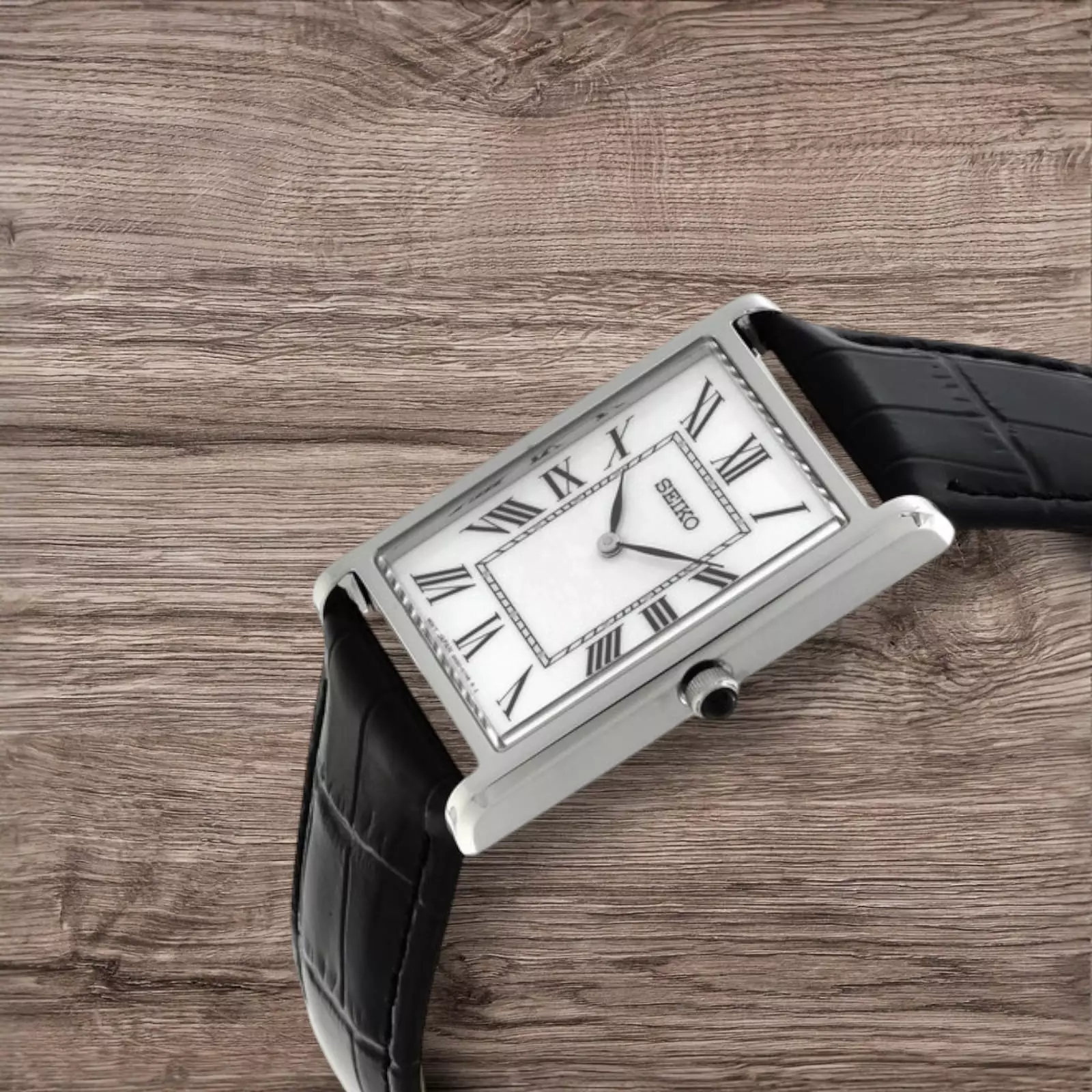 Seiko SWR103P1 Silver Kulit Hitam Cowok