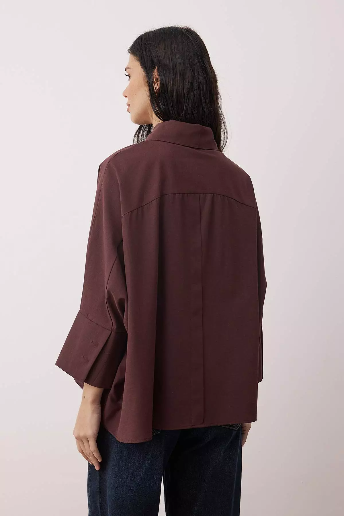 Plum Wide Cuff Oversized Woven Shirt Twoaw26Go13