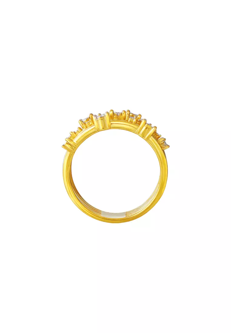 TOMEI Diamond Cut Collection Quintuple Ring, Yellow Gold 916