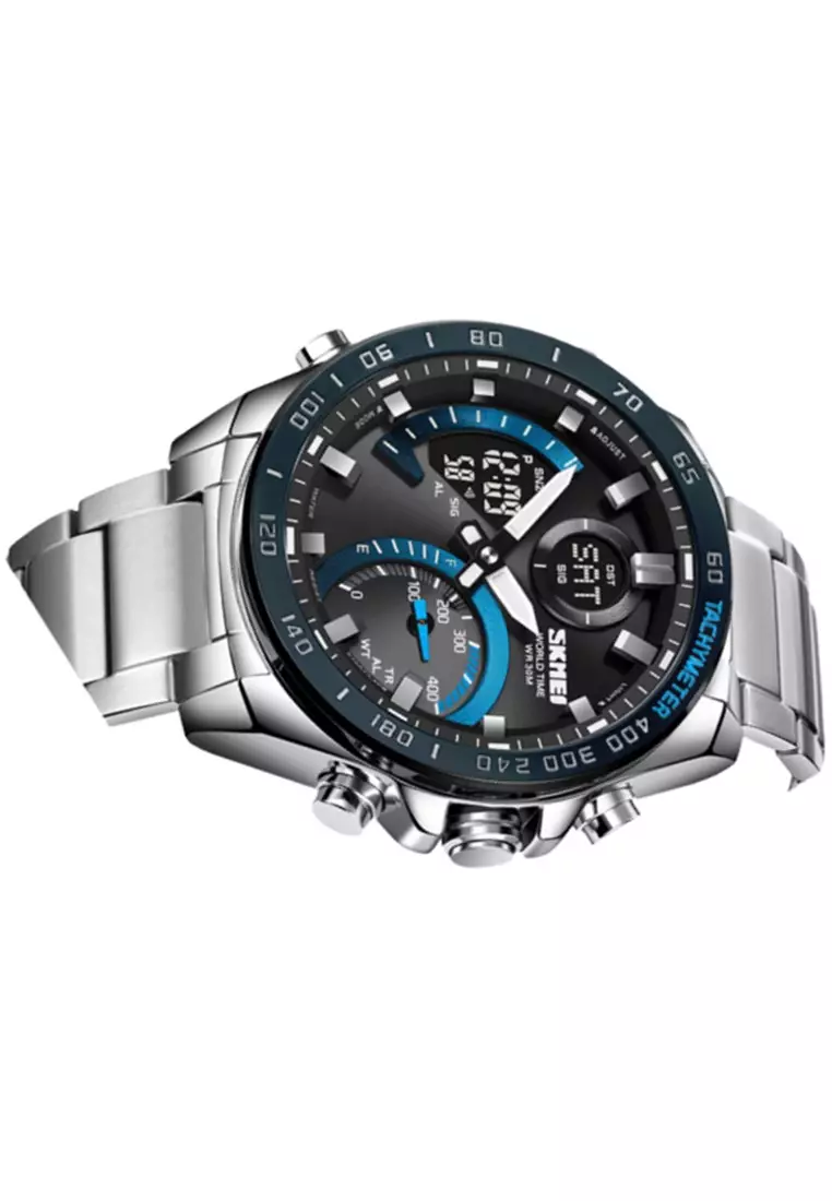 Jam Tangan Analog Digital Pria Waterproof Many Function Strap Tali Material Stainless Steel GN80 ORIGINAL