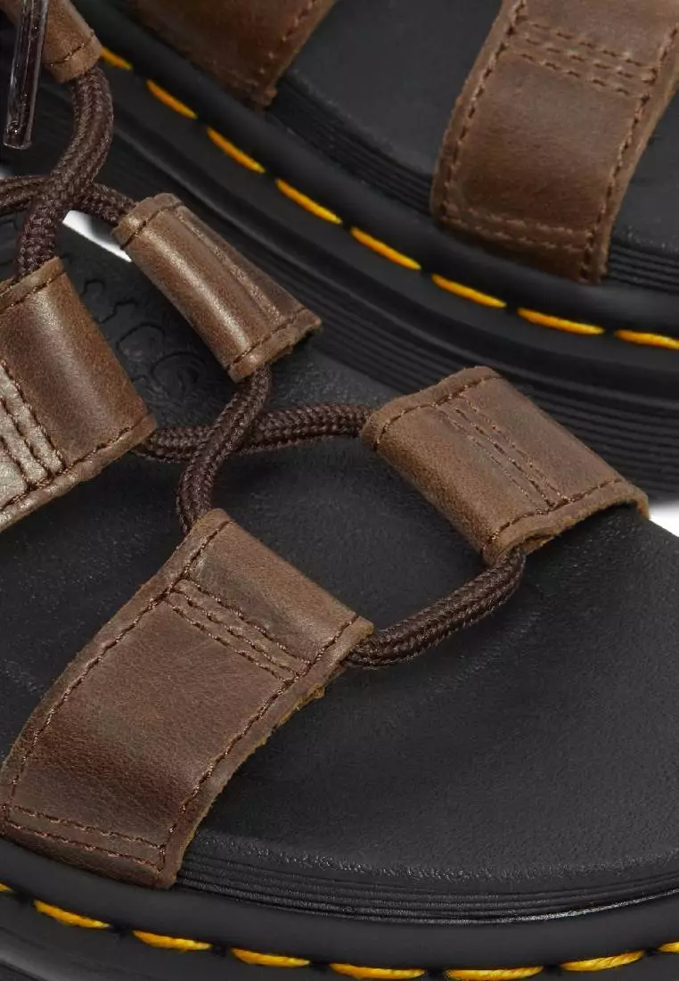 [DR.MARTENS] Nartilla Dark Brown New Oily Illusion ☆ Nartilla Illusion Leather Gladiator Sandals in Dark Brown