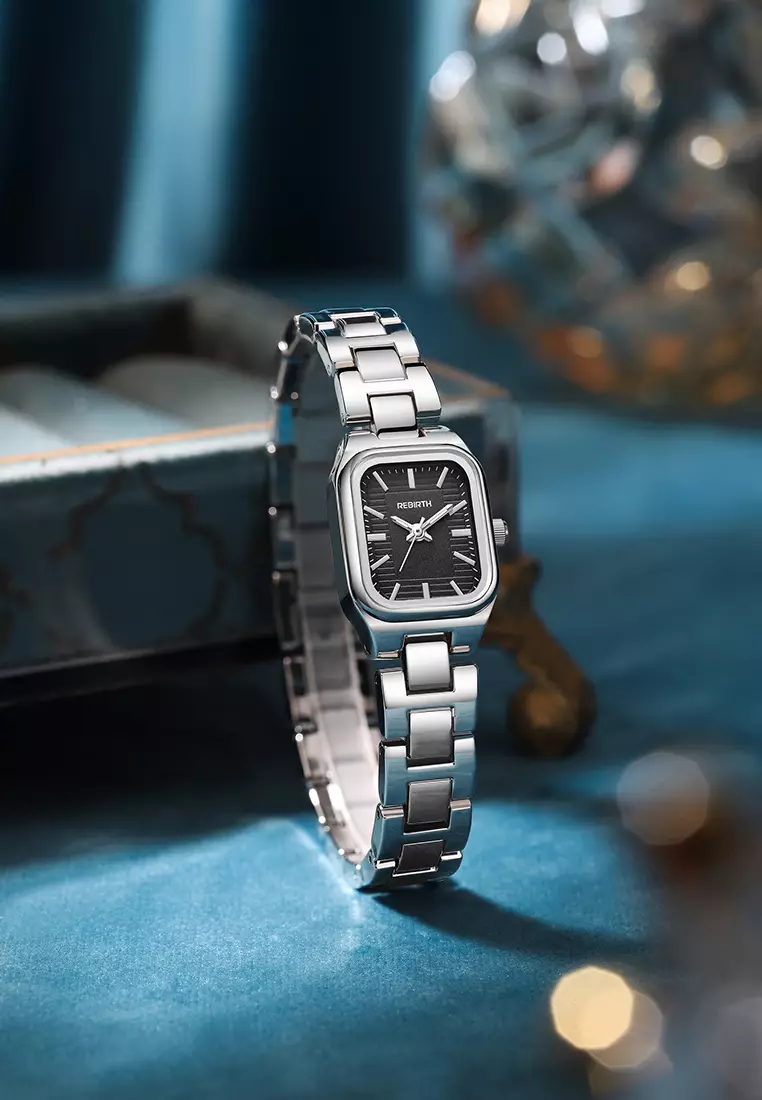 Jam Tangan Wanita Original Korea Fashion Anti Air Tali Stainless Steel Jam Tangan Cewek silverblack