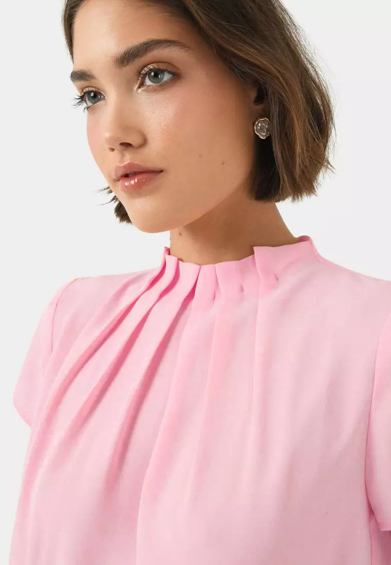Olivia Pleated High Neck Top