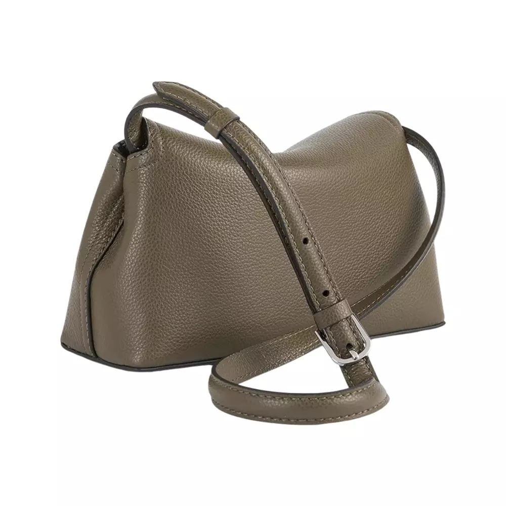 T-Lock Grained Leather Clutch Bag Dark Taupe
