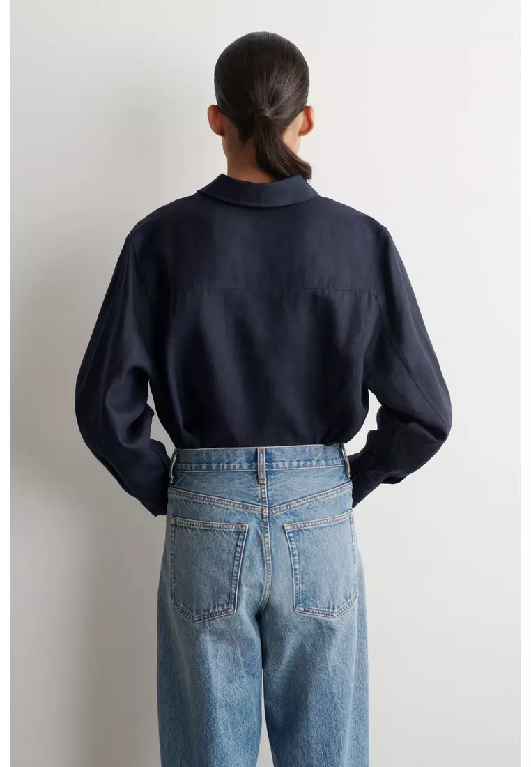 CURVED-HEM LINEN SHIRT