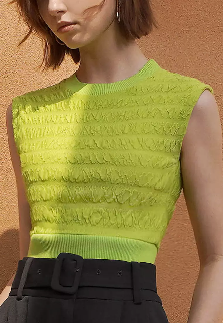 Sleeveless Textured Crop Top
