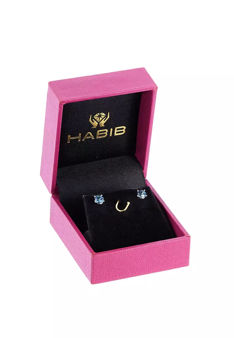 HABIB Landon Blue Topaz Gemstone Earrings in 375/9K White Gold 456980422(WG)-LBTO